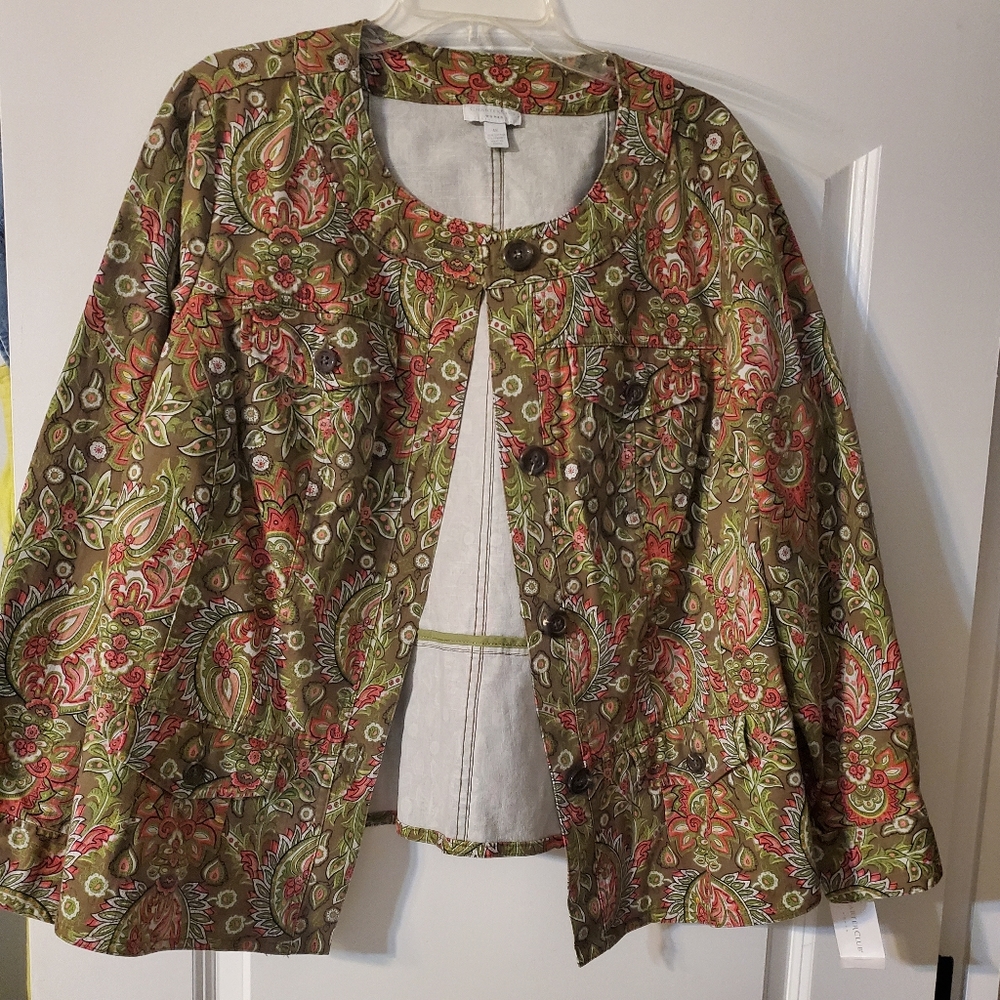 Beautiful Charter Club Woman Green print Jacket NWT